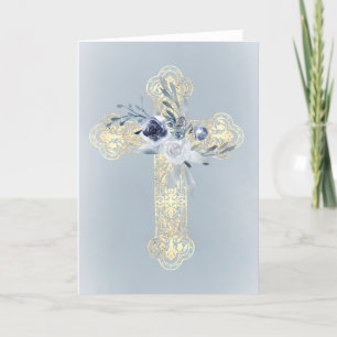Faux feuille d'or Carte d'aquarelle bleue croisée