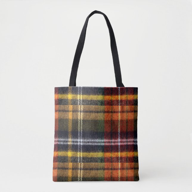 Faux Flannel Plaid Tote Bag (Front)