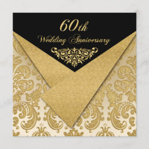 FAUX Flaps Damask 60th Anniversary Invitation