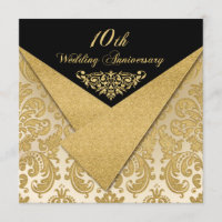 FAUX Flaps Damask Invitation 10e Anniversaire