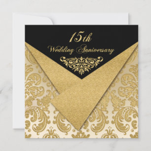 FAUX Flaps Damask Invitation 15e anniversaire