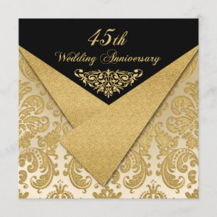 FAUX Flaps Damassé Invitation 45e Anniversaire