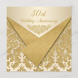 FAUX Flaps Damassé Invitation 50e anniversaire