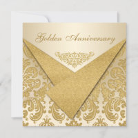 FAUX Flaps Damassé Invitation 50e Anniversaire
