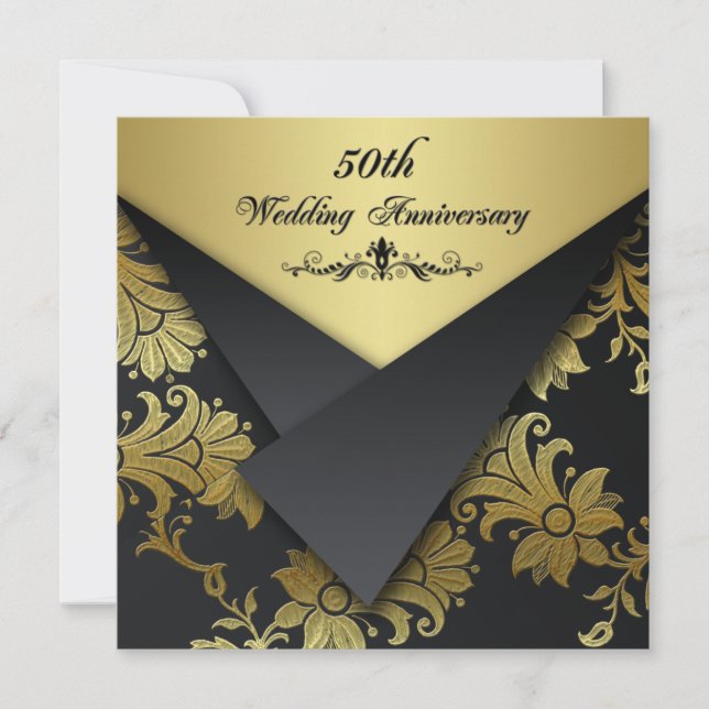 FAUX Flaps Floral 50th Anniversary Invitation (Front)