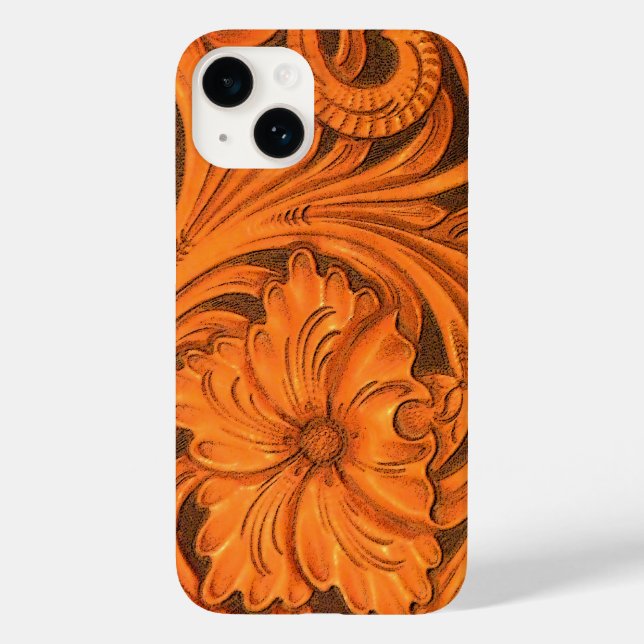 Faux Floral Tooled Leather Horse Saddle Case-Mate iPhone Case (Back)