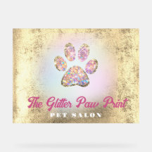 faux foil background glitter paw print logo