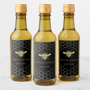 Faux foil bee wine label