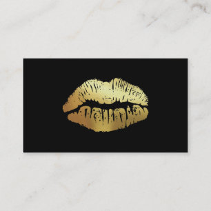 Faux foil bold salon referral card - gold on black