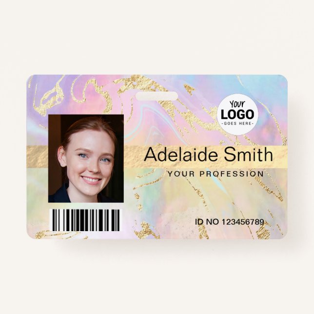 Faux foil details fluid marble design badge (Front)