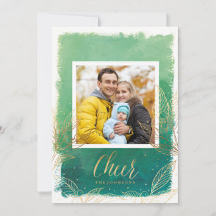 Faux Foil Feuilles de vacances - Carte de voeux de