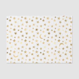 Faux Foil Gold Moon and Stars Tissue Paper