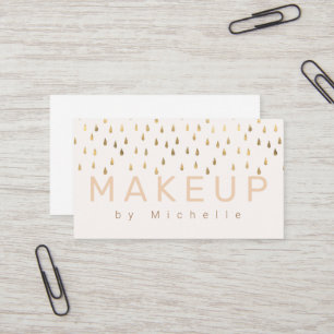 Faux Foil Gold Rain Drops Makeup Artist Business Card
