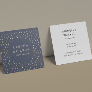 Faux Foil Gold Rain Drops Trendy Square Business Card