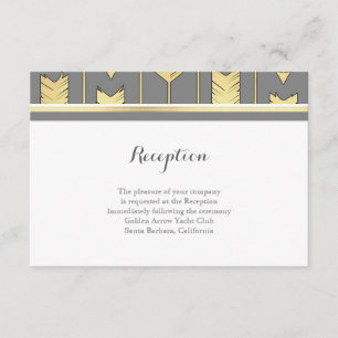Faux Foil Golden Arrows Grey Wedding Reception Enclosure Card