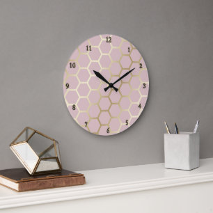 faux foil honeycomb large clock
