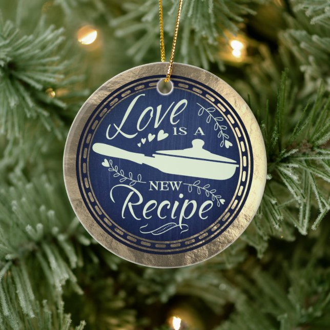 Faux foil love is a new recipe culinary Christmas Ceramic Ornament (Tree)