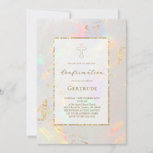 faux foil opal background Confirmation Invitation