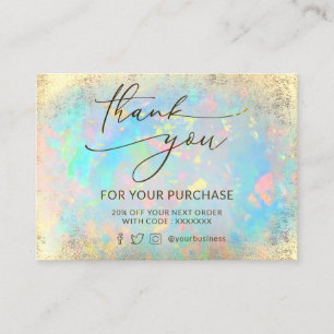 faux foil opal background thank you card