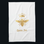 faux foil queen bee kitchen towel<br><div class="desc">please note this is a printed product with no real foil</div>