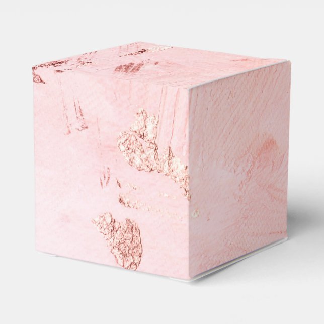 Faux Foil Rose Gold and Serenity Paint Texture Favor Box (Back Side)