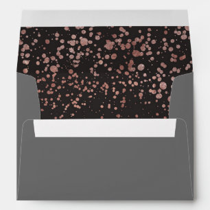 Faux Foil Rose Gold Glitter & Grey Classy Envelope