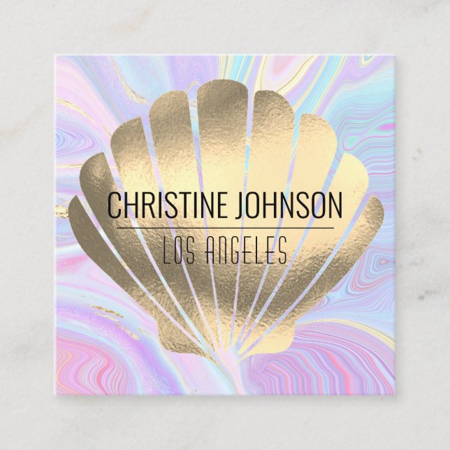 faux foil seashell square business card (Front)