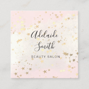 FAUX foil stars on pink watercolor Square Business Card