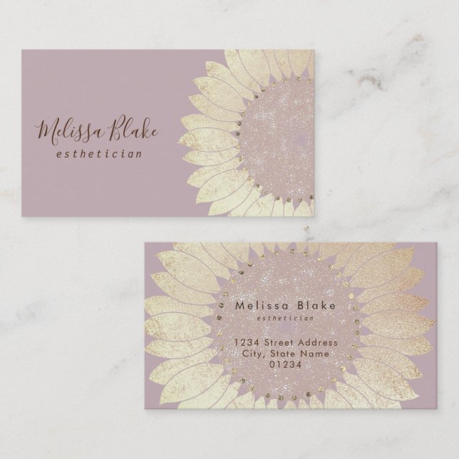 faux foil sunflower design business card (Front/Back)