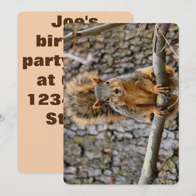 Faux fox squirrel invitation (Front/Back)