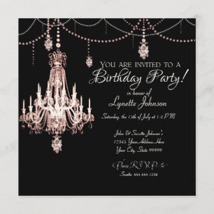 FAUX French Crystal Chandelier Birthday Party Invitation