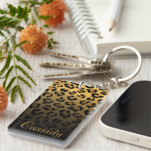 Faux Fur Wild Leopard Print with Gold Name