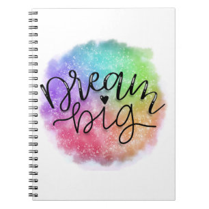Faux Galaxy Watercolor Rainbow Dream Big Notebook