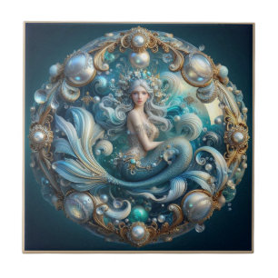 Faux Gemstones Mermaid Art Nouveau 3D Effect Tile