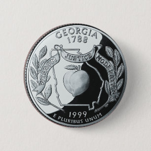 Faux Georgia State Quarter 2 Inch Round Button