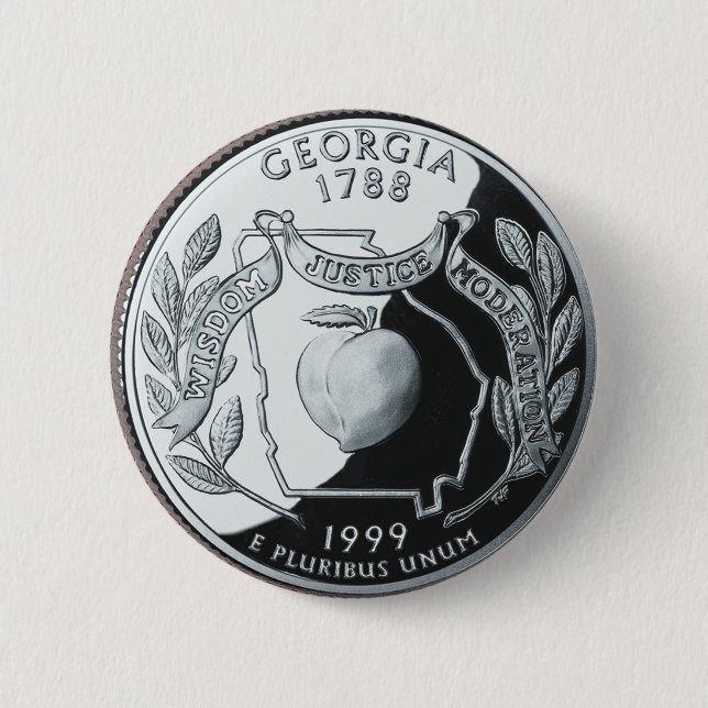 Faux Georgia State Quarter 2 Inch Round Button (Front)