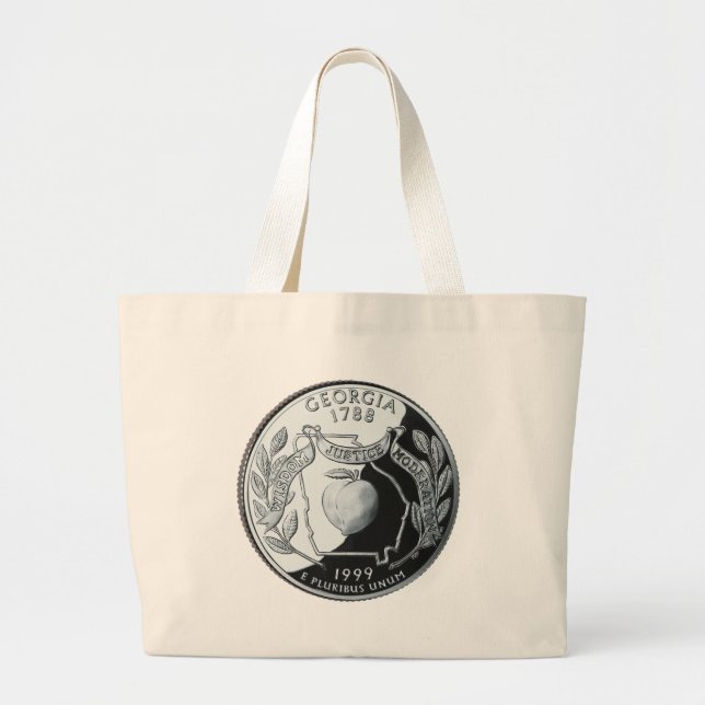 Faux Georgia State Quarter Large Tote Bag (Front)