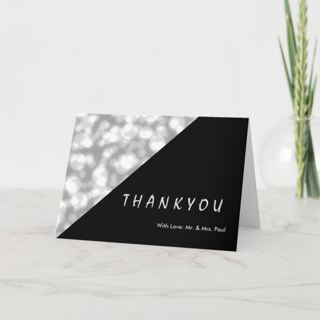 Faux glamourous modern elegant plain thank you card (Front)