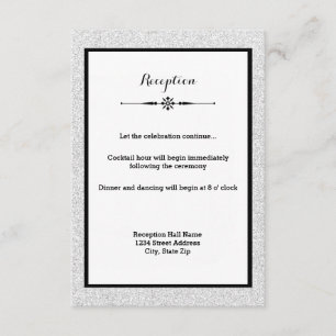 Faux Glitter and Black Frame- Reception Invitation