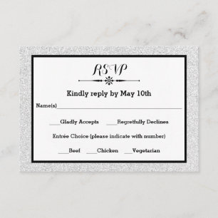 Faux Glitter and Black Frame- RSVP Response Card