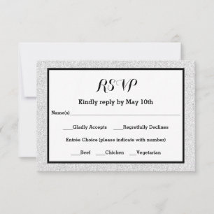 Faux Glitter and Black Frame- RSVP Response Card
