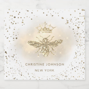 Faux glitter bee  liquor bottle label