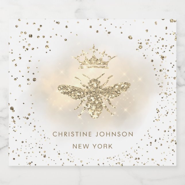 Faux glitter bee  liquor bottle label (Single Label)