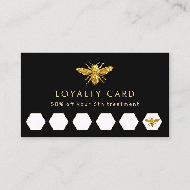 faux glitter bee loyalty card (Front)