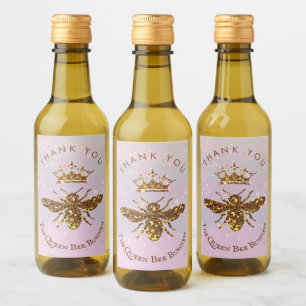 Faux glitter bee  wine label