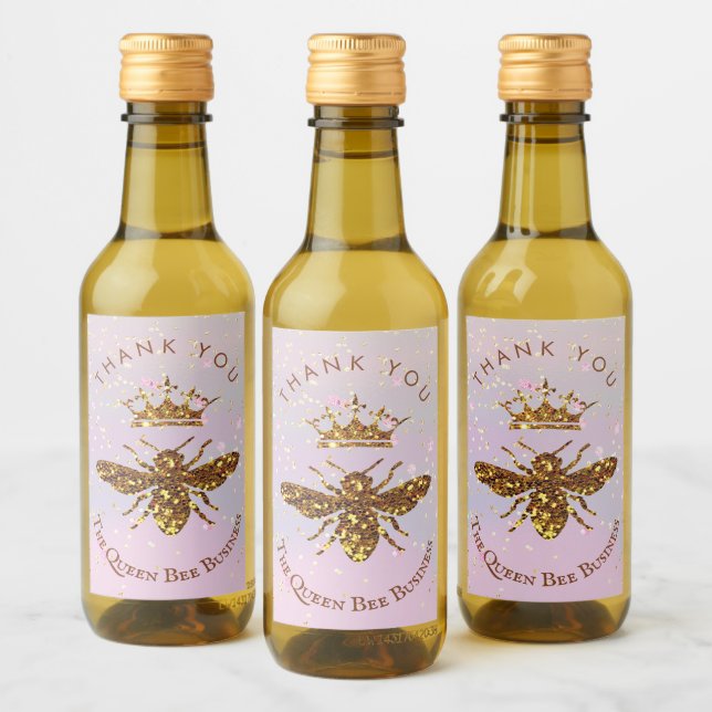 Faux glitter bee  wine label (Bottles)