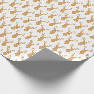 Faux Glitter Big Stag Antlers Wrapping Paper