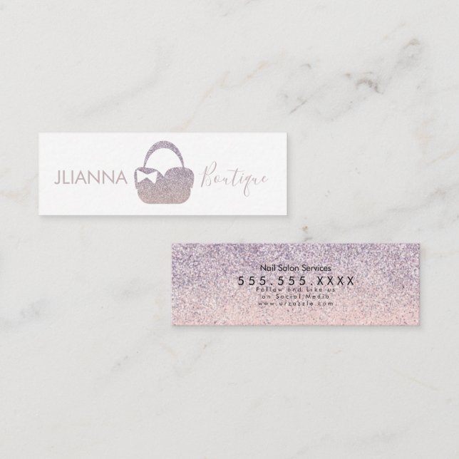 Faux Glitter Boutique  Clothing Purse Logo Mini Business Card (Front/Back)