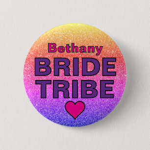Faux Glitter Bride Tribe Custom Name  2 Inch Round Button