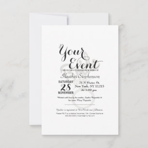 Faux Glitter "Bride" Typography and Diamond Ring Invitation